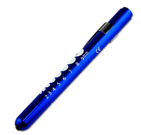 Diagnostic Pen Torch Light Reusable LED Medical Penlight with Pupil Gauge for Nurses 3 Colours Doctors with Pocket Clip Vets Blue 2*AAA Batteries Included 